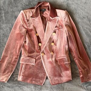 Tahari ASL Pink Velvet Blazer with Gold Buttons